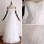 Modest / Simple White Wedding Dresses 2018 A-Line / Princess Off-The-Shoulder Short Sleeve Backless Appliques Lace Floor-Length / Long Ruffle