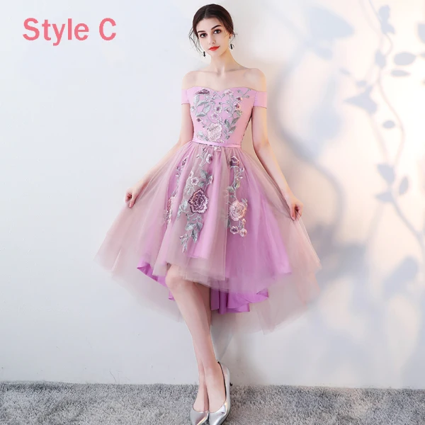 High Low Lilac Bridesmaid Dresses 2018 A-Line / Princess Sash Embroidered Asymmetrical Ruffle Backless Wedding Party Dresses