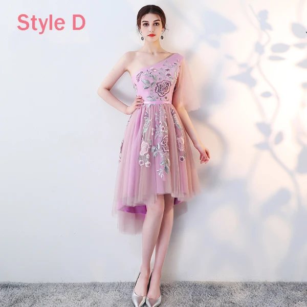 High Low Lilac Bridesmaid Dresses 2018 A-Line / Princess Sash Embroidered Asymmetrical Ruffle Backless Wedding Party Dresses