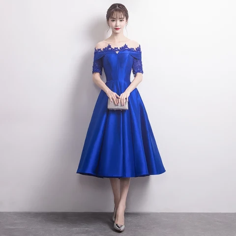 slim fit dress slacks Backless Royal Blue Long Prom Dresses, Open Back Royal Blue Long Formal Graduation Dresses, US 8 / Blue As Pics / with Rush+$19.99 main image 0