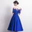 Modern / Fashion Royal Blue Pierced Homecoming Graduation Dresses 2017 A-Line / Princess Scoop Neck 1/2 Sleeves Appliques Lace Beading Crystal Tea-length Backless Formal Dresses
