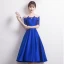 Modern / Fashion Royal Blue Pierced Homecoming Graduation Dresses 2017 A-Line / Princess Scoop Neck 1/2 Sleeves Appliques Lace Beading Crystal Tea-length Backless Formal Dresses
