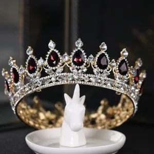 Encantador Borgoña Hecho A Mano Rhinestone Aleación Tocados De Novia Boda Corona 2023