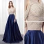 Modern / Fashion Navy Blue Prom Dresses 2018 A-Line / Princess V-Neck Sleeveless Strapless Beading Rhinestone Floor-Length / Long Backless Formal Dresses