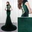 Modern / Fashion Dark Green Suede Pierced Evening Dresses  2018 Trumpet / Mermaid High Neck Sleeveless Sequins Court Train Backless Formal Dresses
