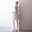 Sexy Grey Pierced Homecoming Graduation Dresses 2018 A-Line / Princess High Neck 1/2 Sleeves Lace Appliques Flower Pearl Rhinestone Short Ruffle