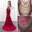 Sexy Burgundy Evening Dresses  2018 Trumpet / Mermaid Halter Strapless Sleeveless Beading Rhinestone Court Train Backless Formal Dresses