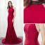 Sexy Burgundy Evening Dresses  2018 Trumpet / Mermaid Halter Strapless Sleeveless Beading Rhinestone Court Train Backless Formal Dresses