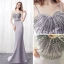 Sexy Gris Robe De Soirée 2018 Trompette / Sirène Bretelles Spaghetti Sans Manches Faux Diamant Perlage Cristal Noeud Ceinture Train De Balayage Dos Nu Robe De Ceremonie