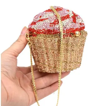 Unusual Bling Bling Red Mint Green Rhinestone Metal Clutch Bags 2022