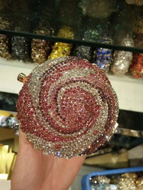 Niezwykły Bling Bling Czerwone Limonkowy Rhinestone Metal Kopertówki 2022