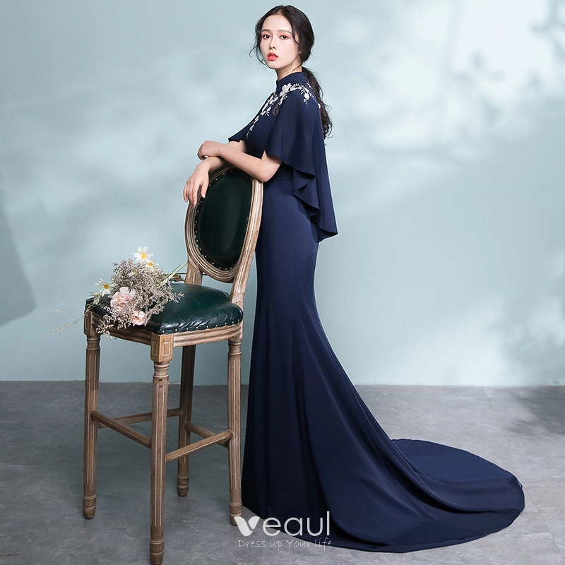 knee length dresses for ladies Luxury Charming V-neck Green Mermaid Prom Dress with Feather – jkprom