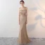 Sparkly Gold Evening Dresses  2017 A-Line / Princess Scoop Neck Sleeveless Beading Rhinestone Sequins Pearl Sash Floor-Length / Long Pierced Formal Dresses