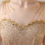 Sparkly Gold Evening Dresses  2017 A-Line / Princess Scoop Neck Sleeveless Beading Rhinestone Sequins Pearl Sash Floor-Length / Long Pierced Formal Dresses