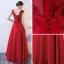 Chic / Belle Rouge Robe De Soirée 2017 Princesse Encolure Dégagée Sans Manches Appliques En Dentelle Perlage Noeud Ceinture Longue Dos Nu Robe De Ceremonie