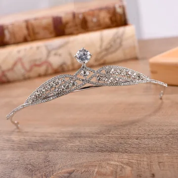 Snygga Fina Silver Rhinestone Tiara Brudsmycken 2022 Legering Bröllop Tillbehör
