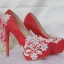 Stunning White Pearl Rhinestone Lace Flower Wedding Shoes 2022 14 cm Stiletto Heels Round Toe Wedding Pumps High Heels