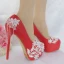 Stunning White Pearl Rhinestone Lace Flower Wedding Shoes 2022 14 cm Stiletto Heels Round Toe Wedding Pumps High Heels