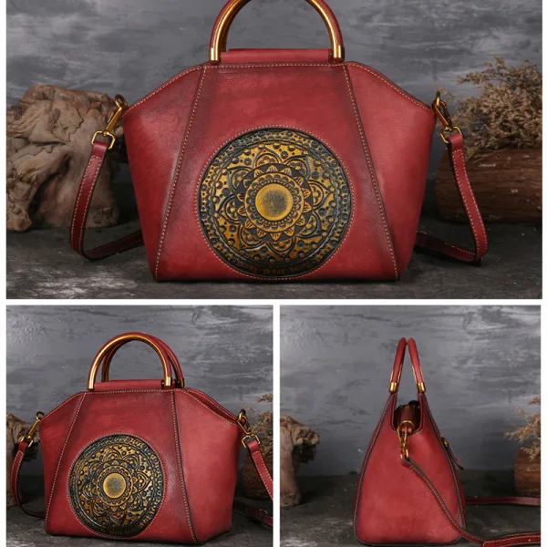 Vintage Bruin Straatkleding Leer Totem Handtas Dames Tassen 2023