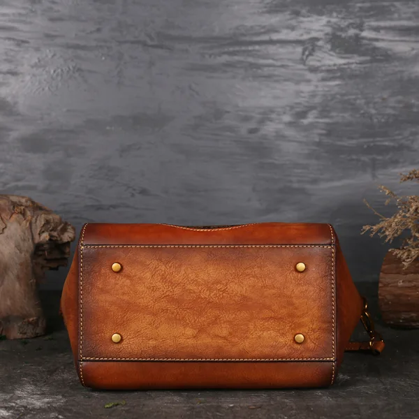 Vintage Bruin Straatkleding Leer Totem Handtas Dames Tassen 2023