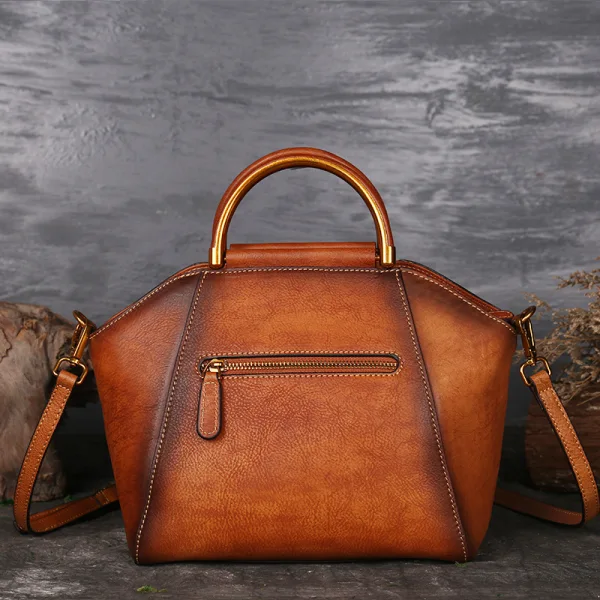 Vintage Bruin Straatkleding Leer Totem Handtas Dames Tassen 2023