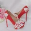 Stunning White Pearl Rhinestone Lace Flower Wedding Shoes 2022 14 cm Stiletto Heels Round Toe Wedding Pumps High Heels
