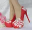 Sexy White Pearl Rhinestone Lace Flower Wedding Shoes 2023 14 cm Stiletto Heels Round Toe Wedding Pumps High Heels