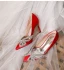 Charmant Argenté Percé Faux Diamant Papillon Chaussure De Mariée 2020 8 cm Talons Aiguilles À Bout Pointu Mariage Escarpins