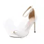 Schöne Weiß Ball Schleife Sandalen Damen 2020 Knöchelriemen 10 cm Stilettos Peeptoes Sandaletten