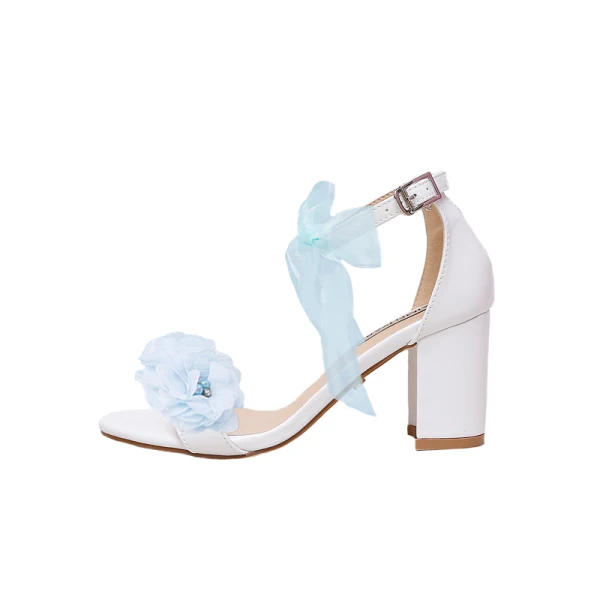Chic / Beautiful White Outdoor / Garden Womens Sandals 2020 Bow Ankle Strap Pearl Rhinestone 7 cm Stiletto Heels Open / Peep Toe Sandals