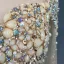 Luxury / Gorgeous Champagne Evening Dresses  2018 Trumpet / Mermaid Beading Crystal Pearl Rhinestone Sequins Scoop Neck Long Sleeve Sweep Train Formal Dresses