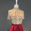 Chic / Belle Bleu Marine Robe De Soirée 2018 Princesse Ceinture Fait main Perlage Cristal Faux Diamant Paillettes Col Haut 1/2 Manches Train De Balayage Robe De Ceremonie