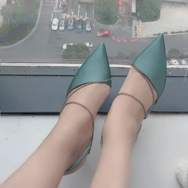 Chic / Beautiful Black Cocktail Party Slingbacks Womens Sandals 2020 Rhinestone 8 cm Stiletto Heels Pointed Toe Sandals