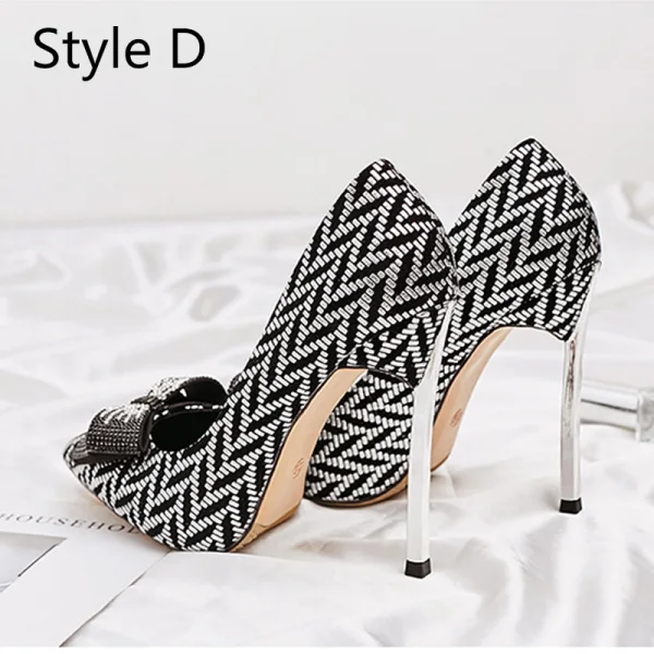 Charmant Schwarz Abend Pumps 2020 Strass Schleife 10 cm Stilettos Spitzschuh Pumps