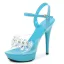 Sexy Noire Club de carnaval Faux Diamant Sandales Femme 2020 Bride Cheville 15 cm Talons Aiguilles Peep Toes / Bout Ouvert Sandales