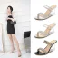 Snygga / Fina Silver Gatukläder Kristall Sandaler Dam 2020 Rhinestone 8 cm Kilklackar Peep Toe Sandaler