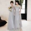 Modern / Fashion Grey Bridesmaid Dresses 2021 A-Line / Princess Scoop Neck Sequins 3/4 Sleeve Backless Floor-Length / Long Wedding Party Dresses