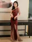 Scintillantes Sexy Bordeaux Paillettes Robe De Soirée 2021 Trompette / Sirène Une épaule Perlage Sans Manches Dos Nu Train De Balayage Soirée Robe De Ceremonie