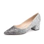 Glittrande Silver Paljetter Brudskor 2020 7 cm Tjocka Klackar Spetsiga Bröllop Pumps