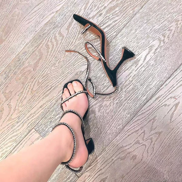 Sexy Silver Summer Cocktail Party Rhinestone Womens Sandals 2020 9 cm Stiletto Heels Open / Peep Toe Sandals