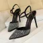 Glitzernden Rosa Abend Sandalen Damen Strass 2020 Knöchelriemen 10 cm Stilettos Spitzschuh Sandaletten