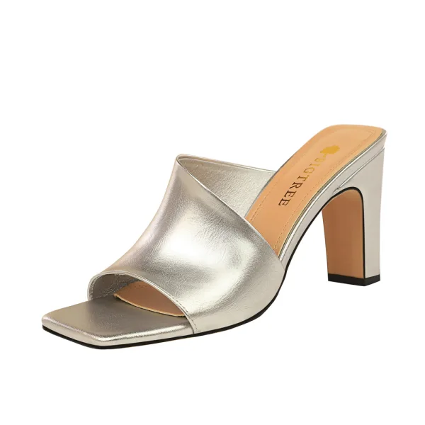 Enkla Sommar Gul Gatukläder Sandaler Dam 2020 8 cm Tjocka Klackar Peep Toe Sandaler