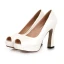 Simple Noire Bureau OL Cuir Verni Sandales Femme 2020 11 cm Talons Épais Peep Toes / Bout Ouvert Escarpins
