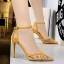 Simple Noire Vêtement de rue Transparentes Sandales Femme 2020 Bride Cheville 10 cm Talons Aiguilles À Bout Pointu Sandales