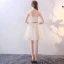 Chic / Beautiful Champagne Bridesmaid Dresses 2018 A-Line / Princess Bow Lace Sleeveless Backless Short Wedding Party Dresses