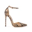 Chic / Beautiful Khaki Street Wear Snakeskin Print Womens Sandals 2020 Ankle Strap 12 cm Stiletto Heels Pointed Toe Sandals