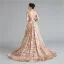Sparkly Dark Green Sequins Evening Dresses  Prom Dresses 2021 A-Line / Princess Sash Scoop Neck Long Sleeve Backless Floor-Length / Long Evening Party Prom Formal Dresses