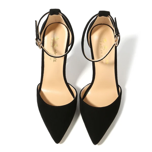 Chic / Belle Noire Vêtement de rue Sandales Femme 2020 Bride Cheville 12 cm Talons Aiguilles À Bout Pointu Sandales