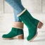 Garder au chaud Hiver Marron Vêtement de rue Daim Bottines Bottes De Neige 2020 5 cm Talons Épais À Bout Rond Bottes Femme