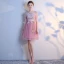 Chic / Beautiful Blushing Pink Bridesmaid Dresses 2018 A-Line / Princess Appliques Lace Bow Backless Short Wedding Party Dresses